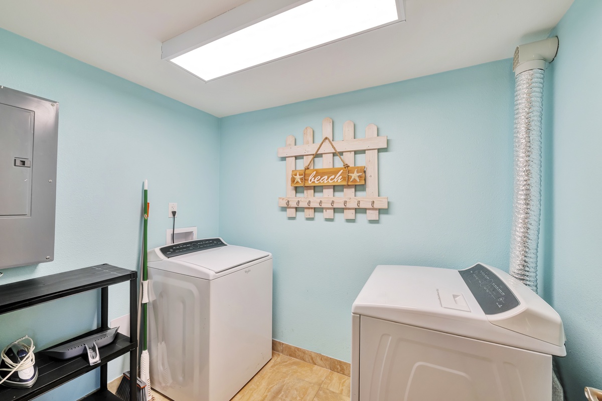 Your private laundry room features full-size washer and dryer, making extended stays effortless and convenient.