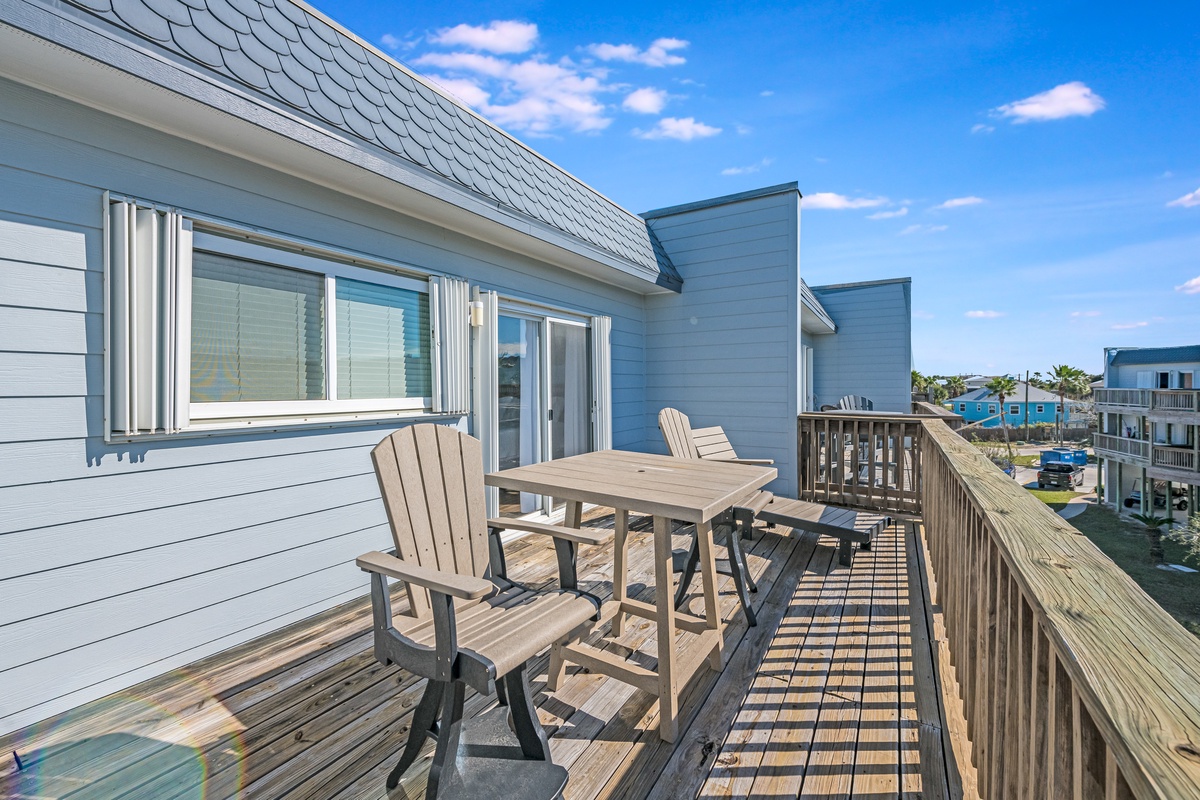 Step out to your private deck with comfortable seating and coastal views—perfect for morning coffee or sunset dining.