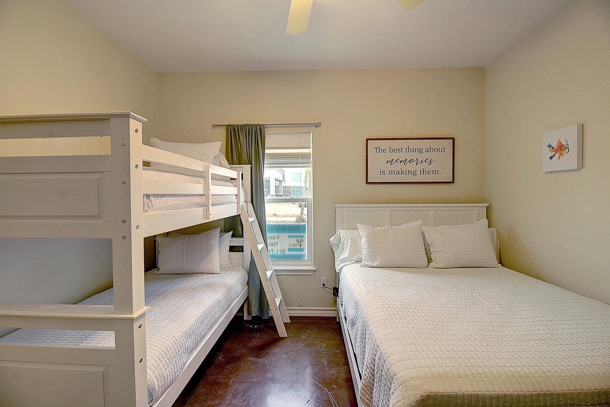 Your family room features cozy bunk beds and a comfortable double bed, perfect for kids and parents to rest together after busy vacation days.