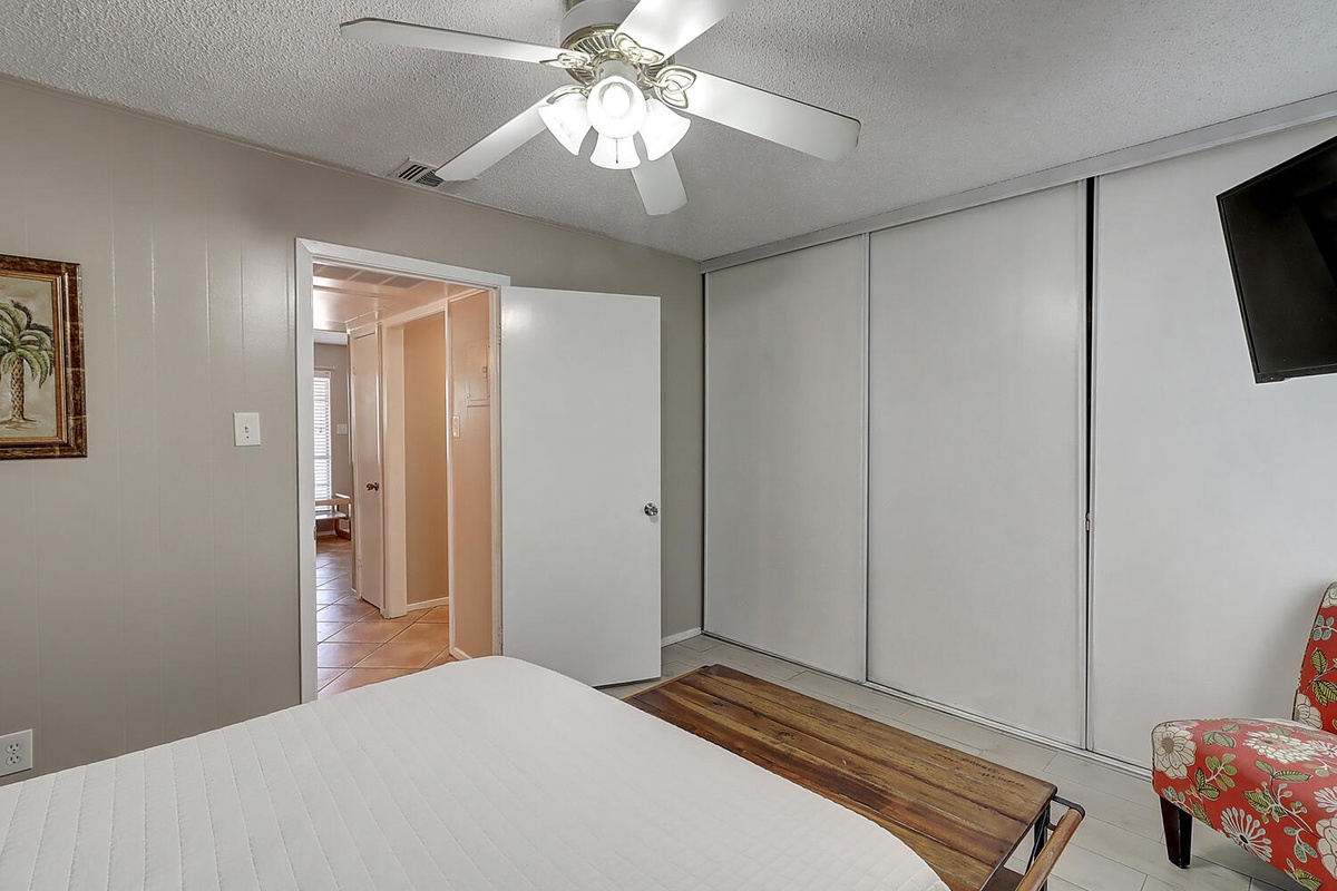 Unwind in your comfortable bedroom featuring a ceiling fan and ample closet space for all your belongings.