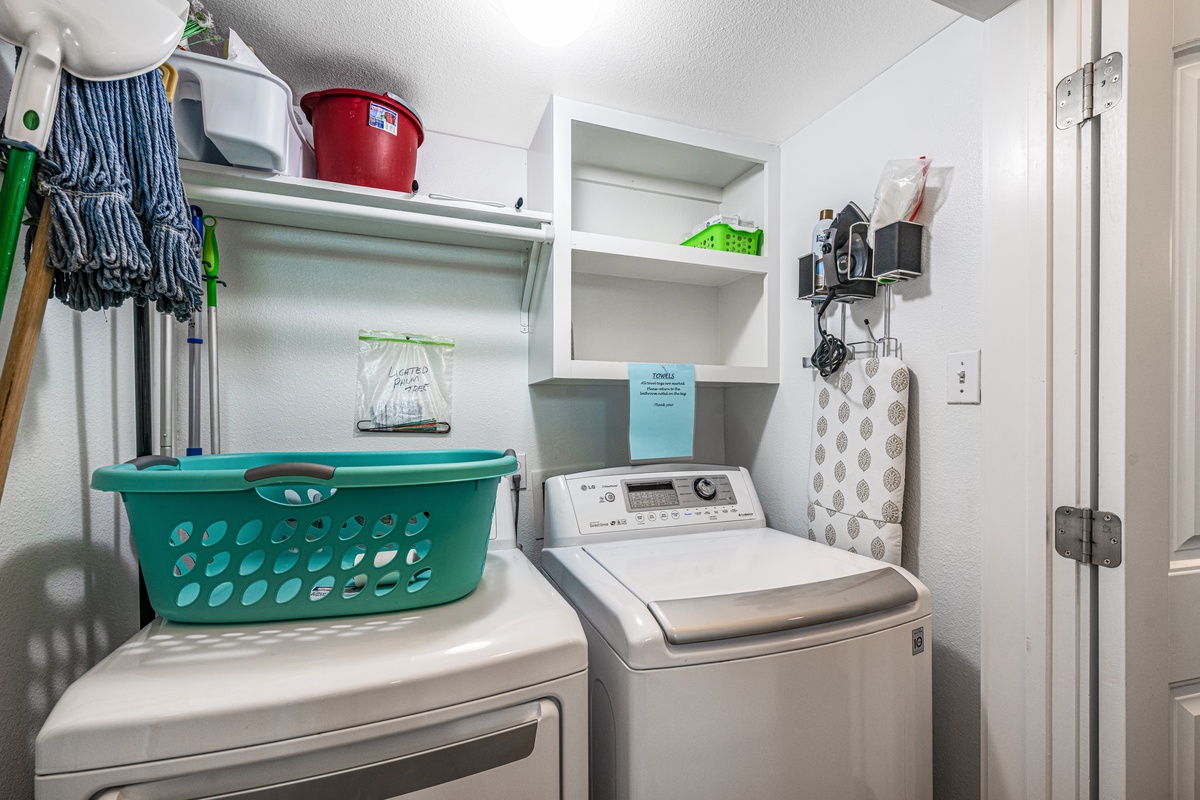 Your in-unit laundry room keeps you organized with full-size washer and dryer, plus storage for all your cleaning essentials.