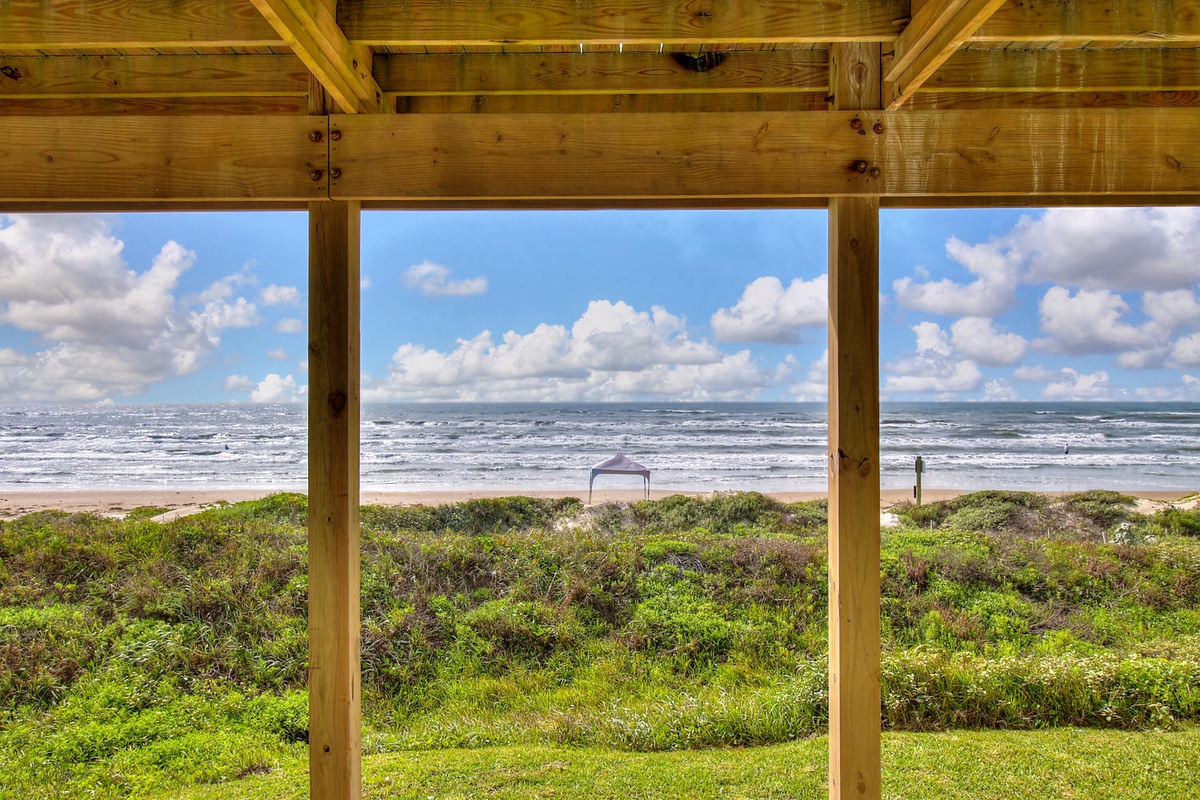 Stunning ocean views from the covered patio, where you can watch waves roll in while protected from the elements.