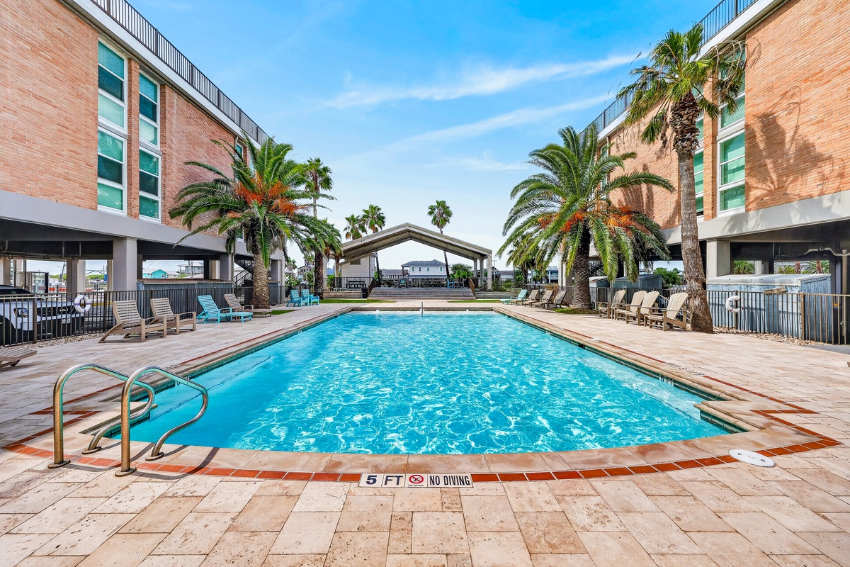Soak up the sunshine beside the sparkling pool, surrounded by swaying palms and coastal charm. Your perfect day of relaxation awaits.