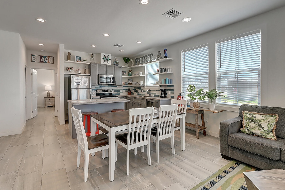 Your bright, open-concept space seamlessly blends kitchen, dining, and living areas—perfect for gathering with family and friends.
