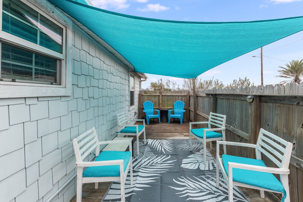 Your private deck offers stylish seating and refreshing shade where you can unwind with morning coffee or evening cocktails.