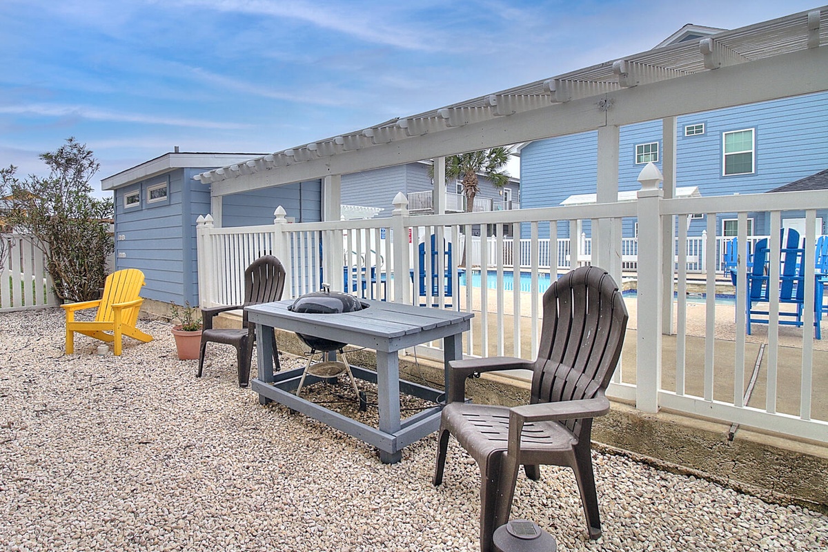 Your private patio offers the perfect spot to relax with morning coffee or evening drinks, complete with comfortable seating and a peaceful outdoor atmosphere.