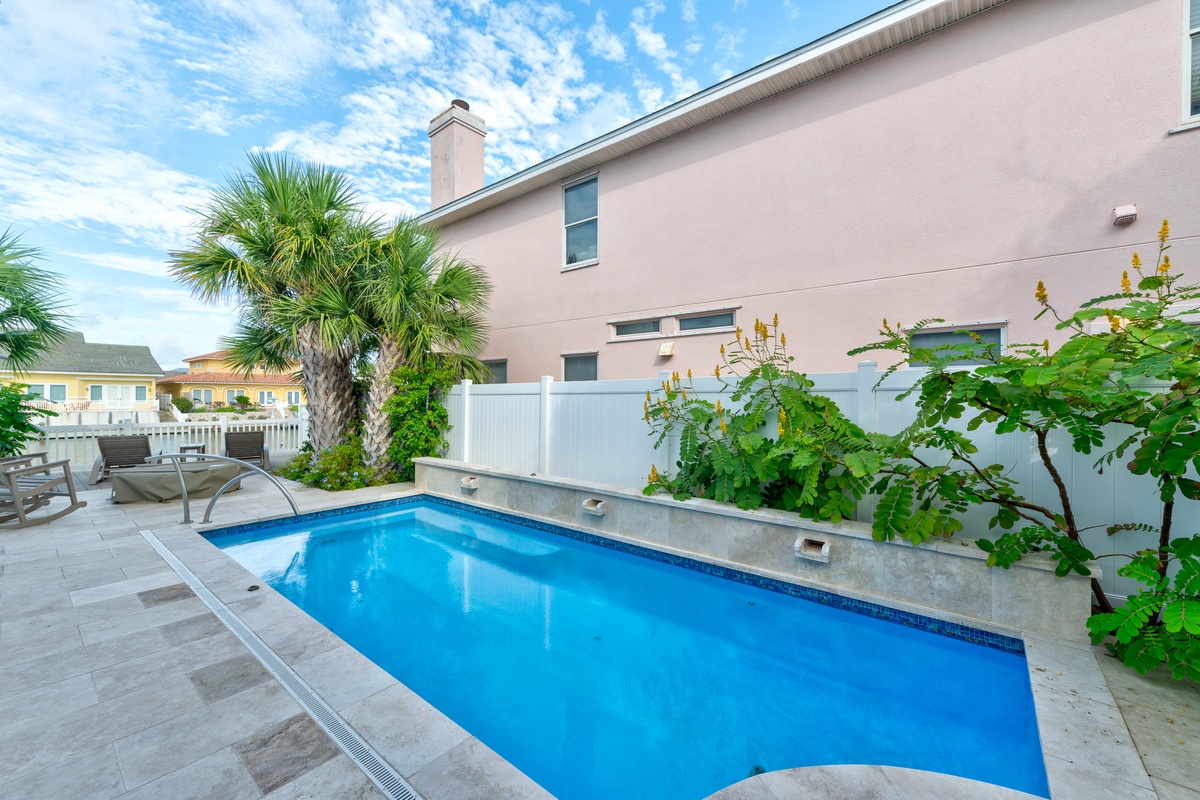 Your private pool is framed by swaying palms and lush tropical greenery, offering a sun-soaked escape right outside your door. Lounge poolside under gentle breezes and blue skies whenever the mood strikes.