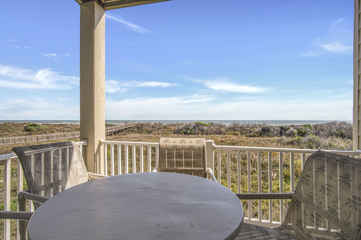 Sip your morning coffee at your private table while watching the ocean stretch endlessly before you.