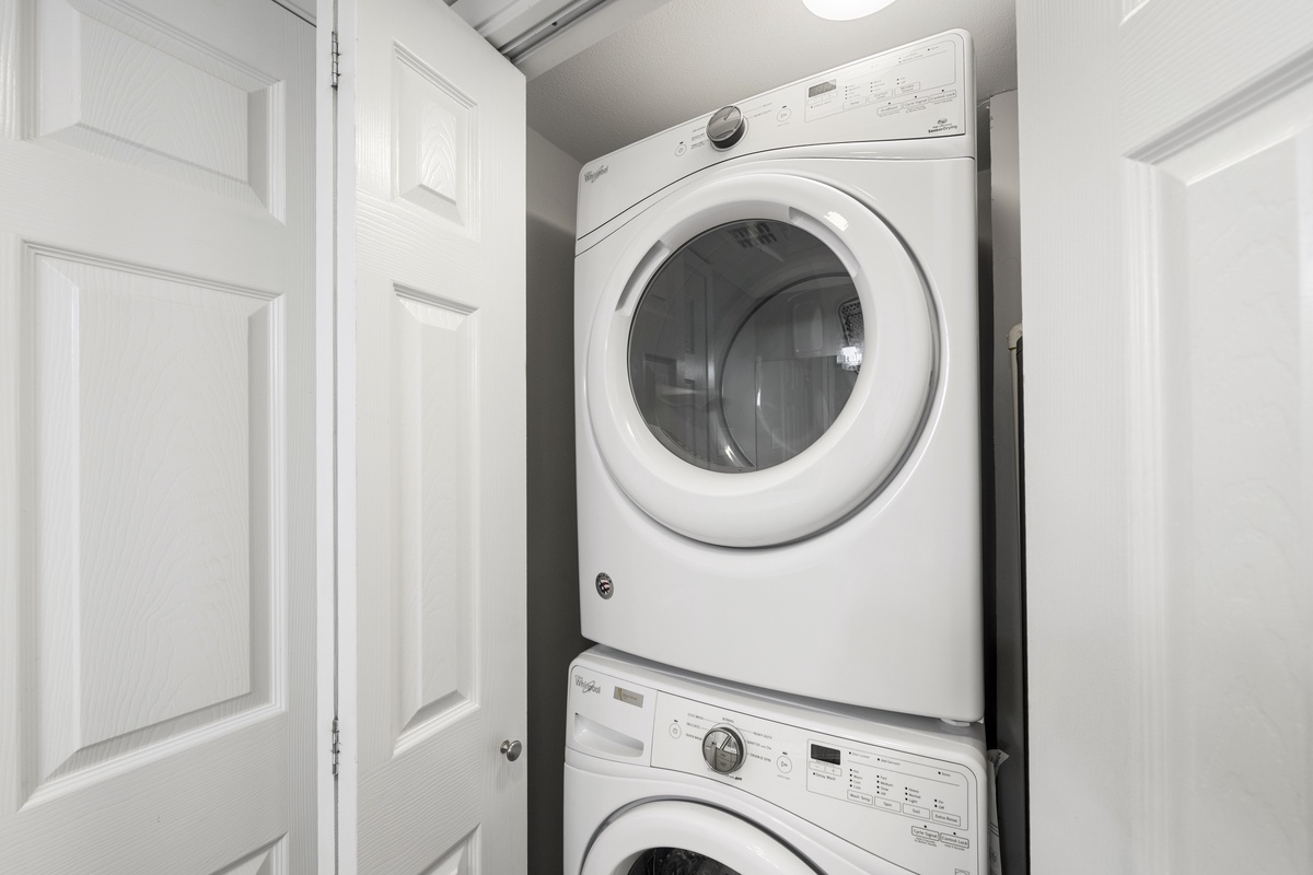 Your private laundry closet keeps your clothes fresh and clean throughout your stay, making packing light a breeze.