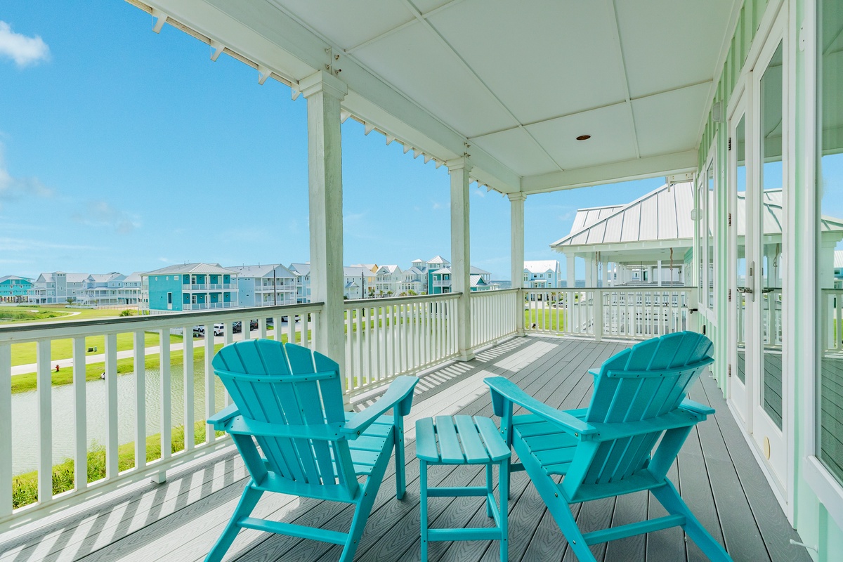 Great neighborhood views from one of the four covered decks