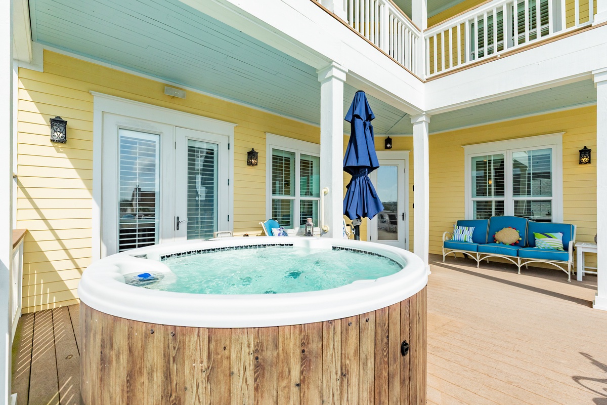 Relax in the private hot tub