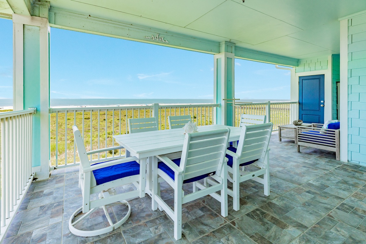 Beachfront views from the private covered deck