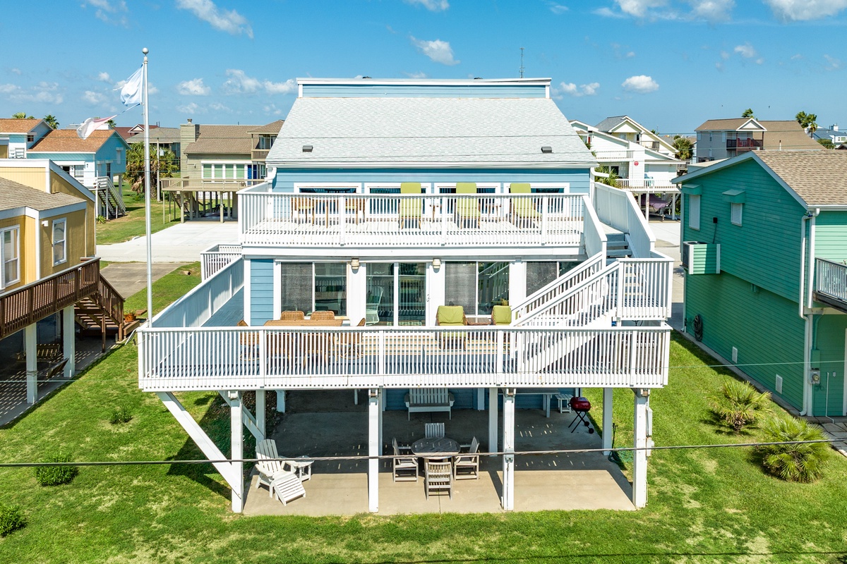 Enjoy the Gulf breeze from two levels of decks