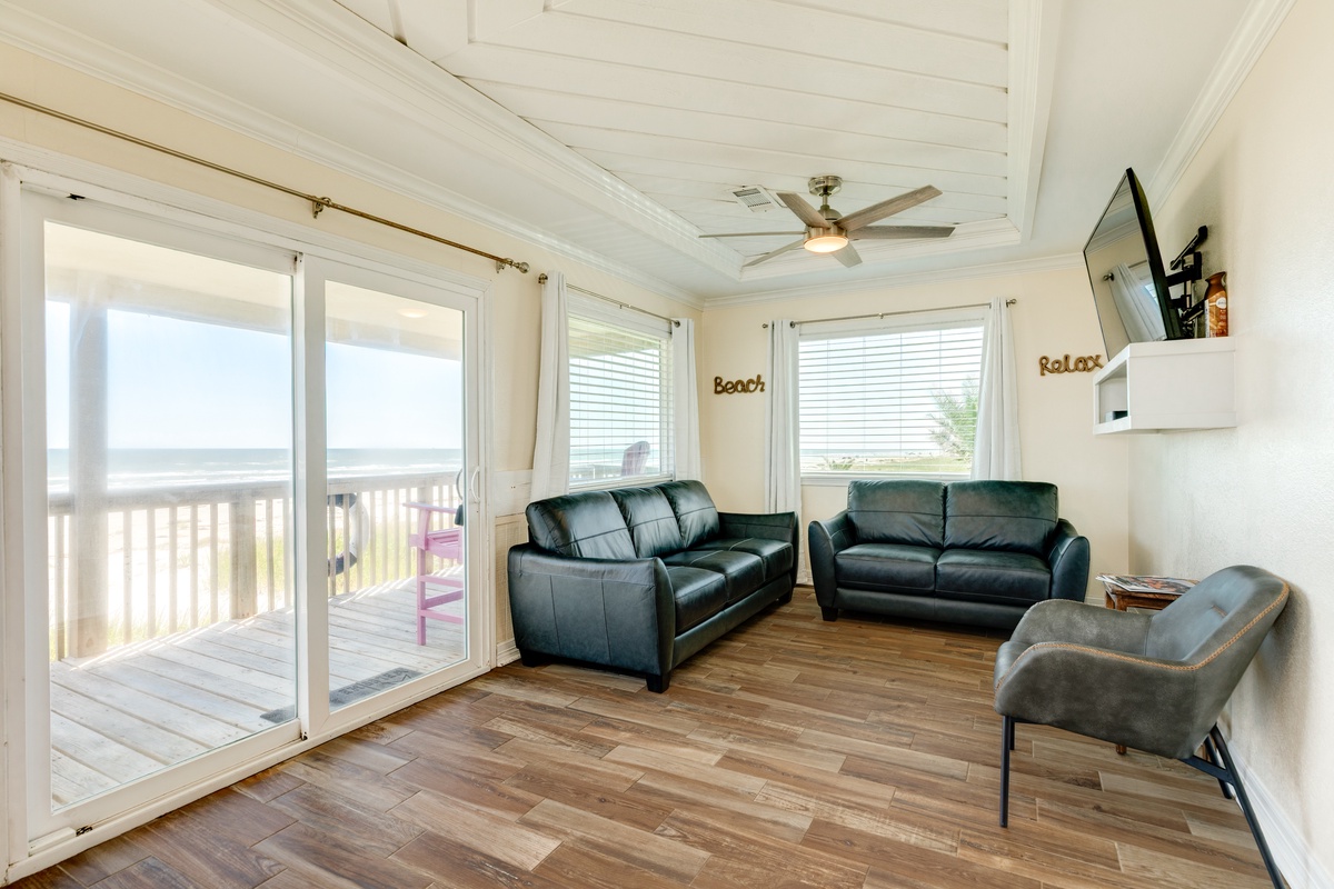 Wall of windows brightens the living area