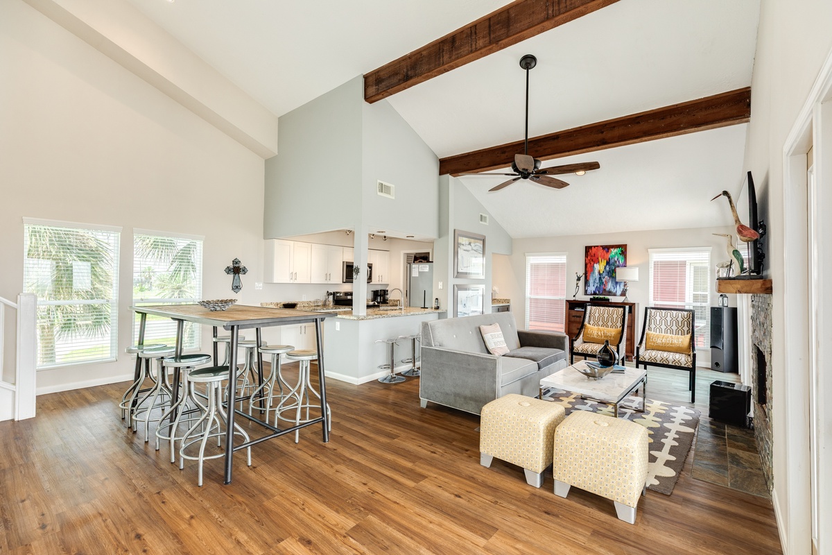 The open floor plan makes it easy for everyone to hang out together