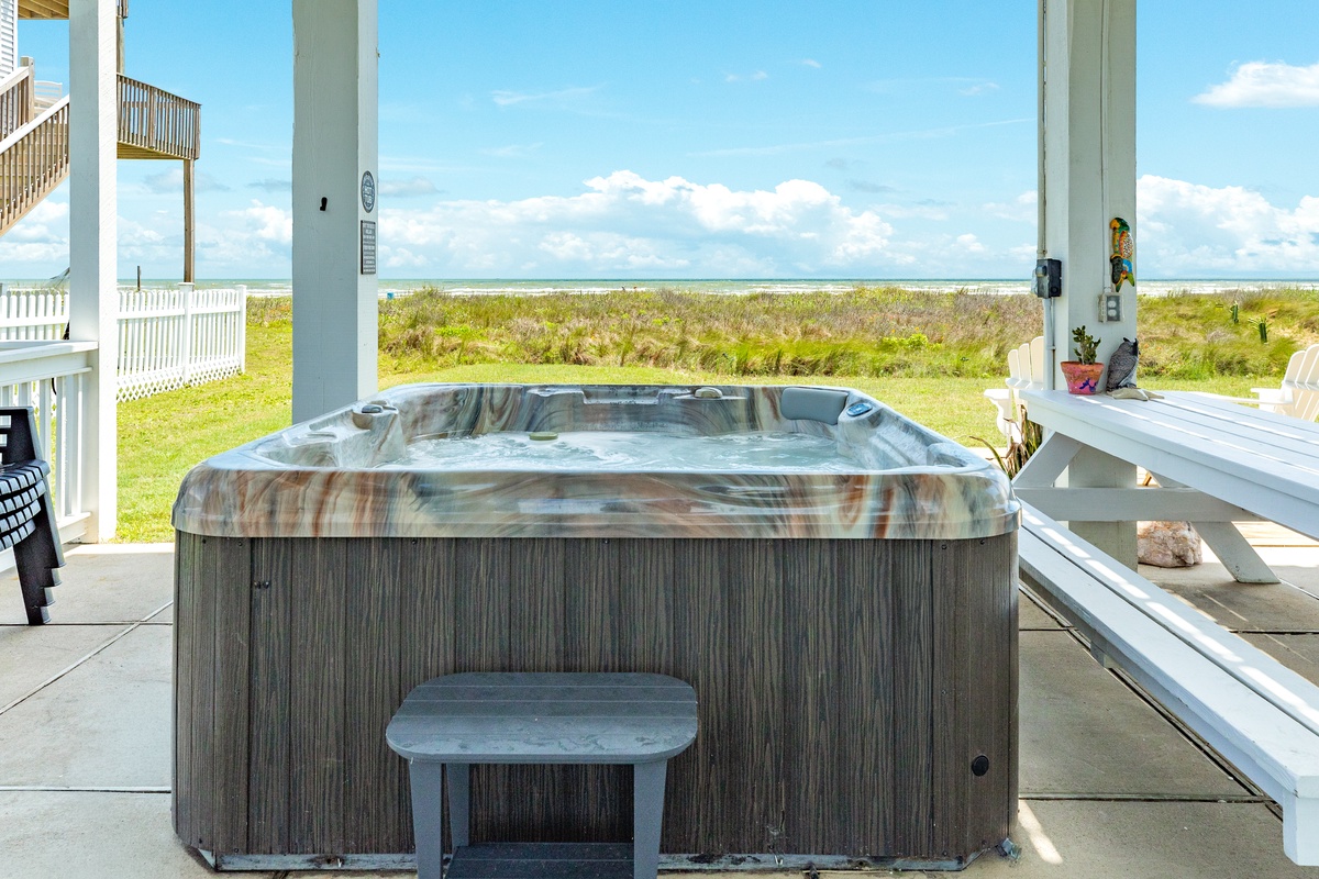Hang out in the beachfront hot tub