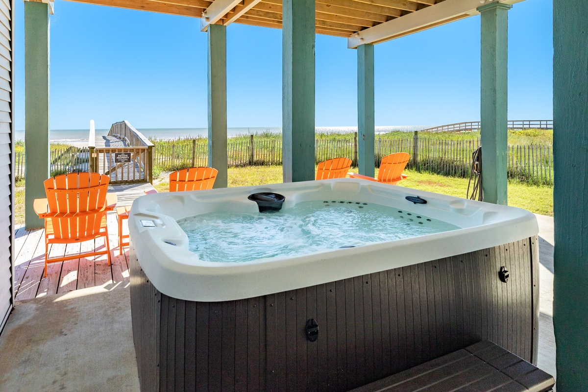 Relax in the private hot tub