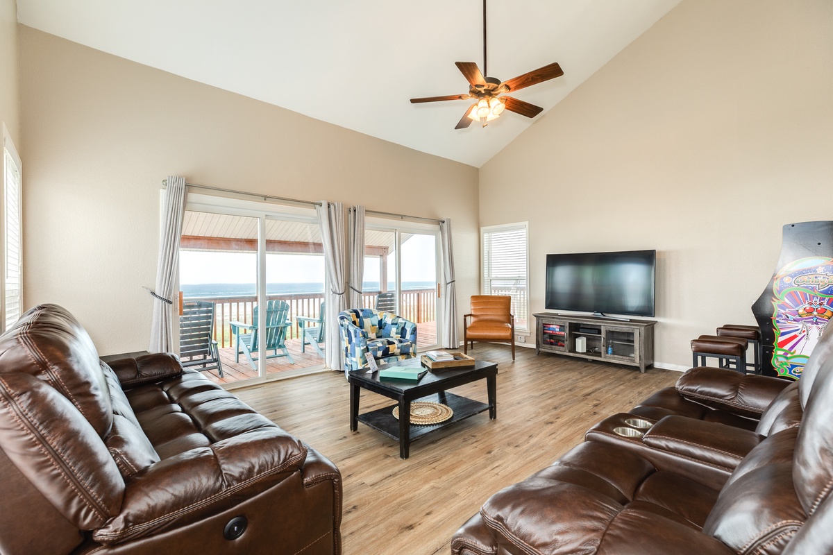 Cozy living area with views of the Gulf