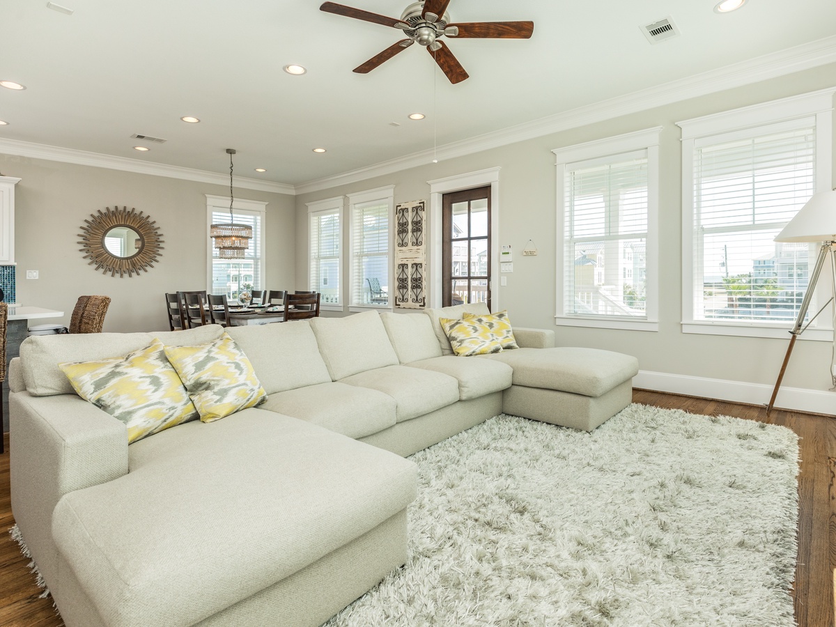 Relax on the large, comfortable sectional