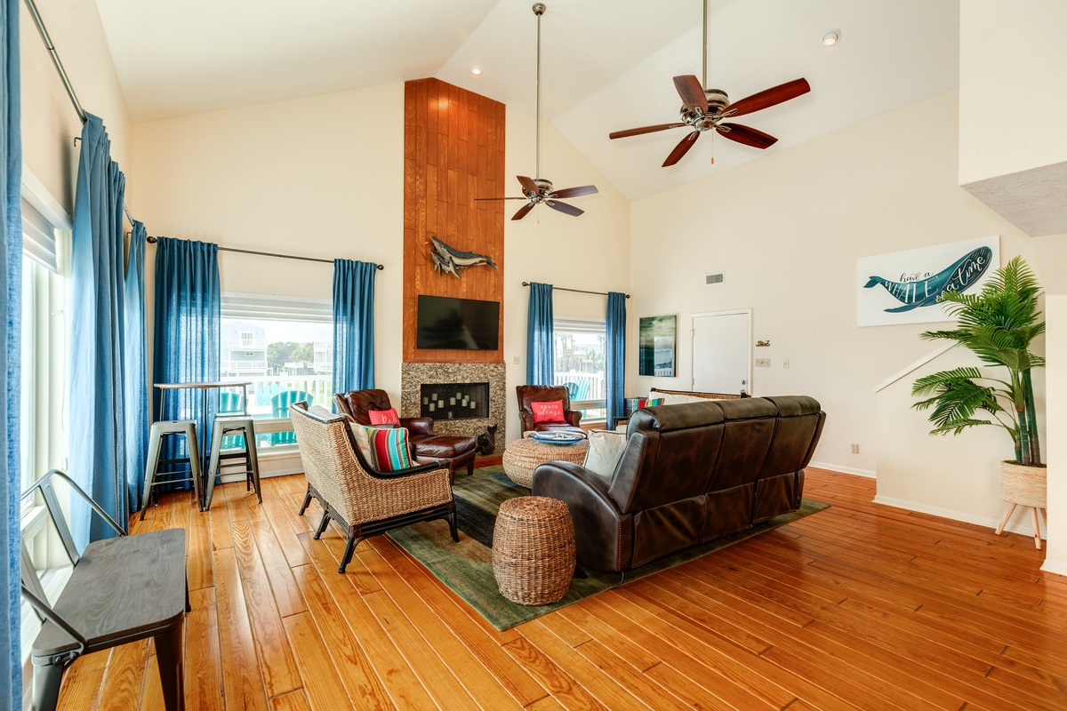 Vaulted ceilings and plenty of natural light in the living area