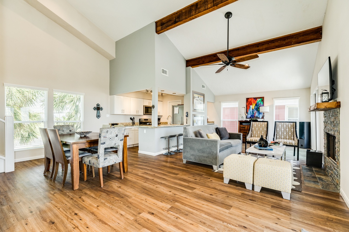 The open floor plan makes it easy for everyone to hang out together