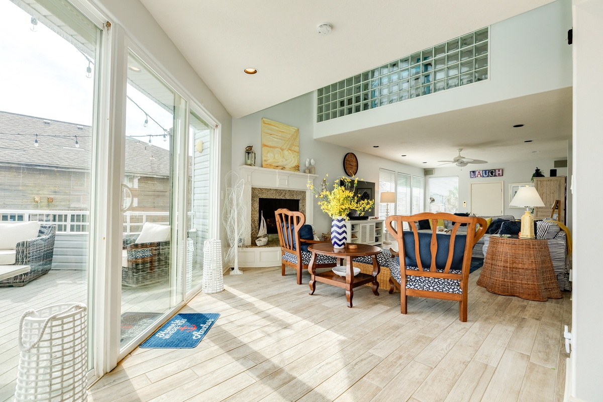 Entering the main living area from the main level deck