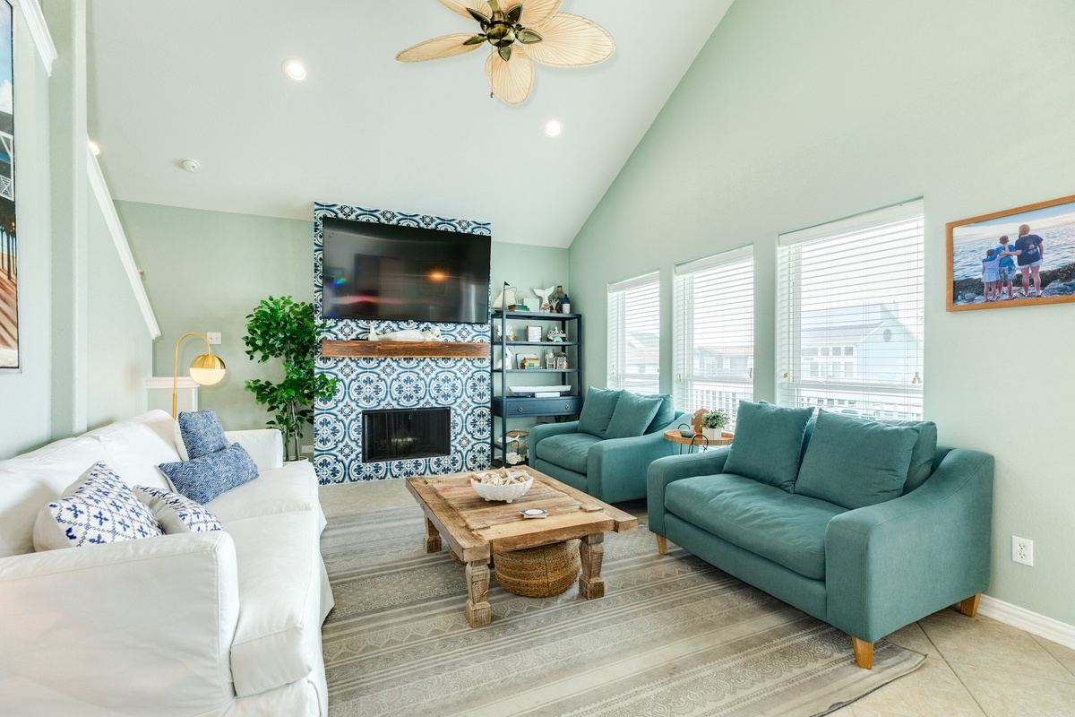Enjoy views of the canal while relaxing in the living room