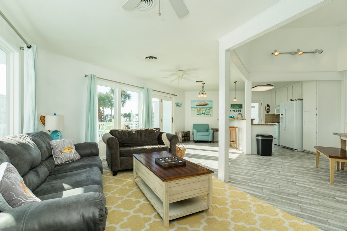 Relax on the comfortable couches