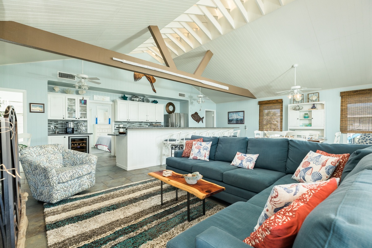 Relax on the large comfortable sectional sofa