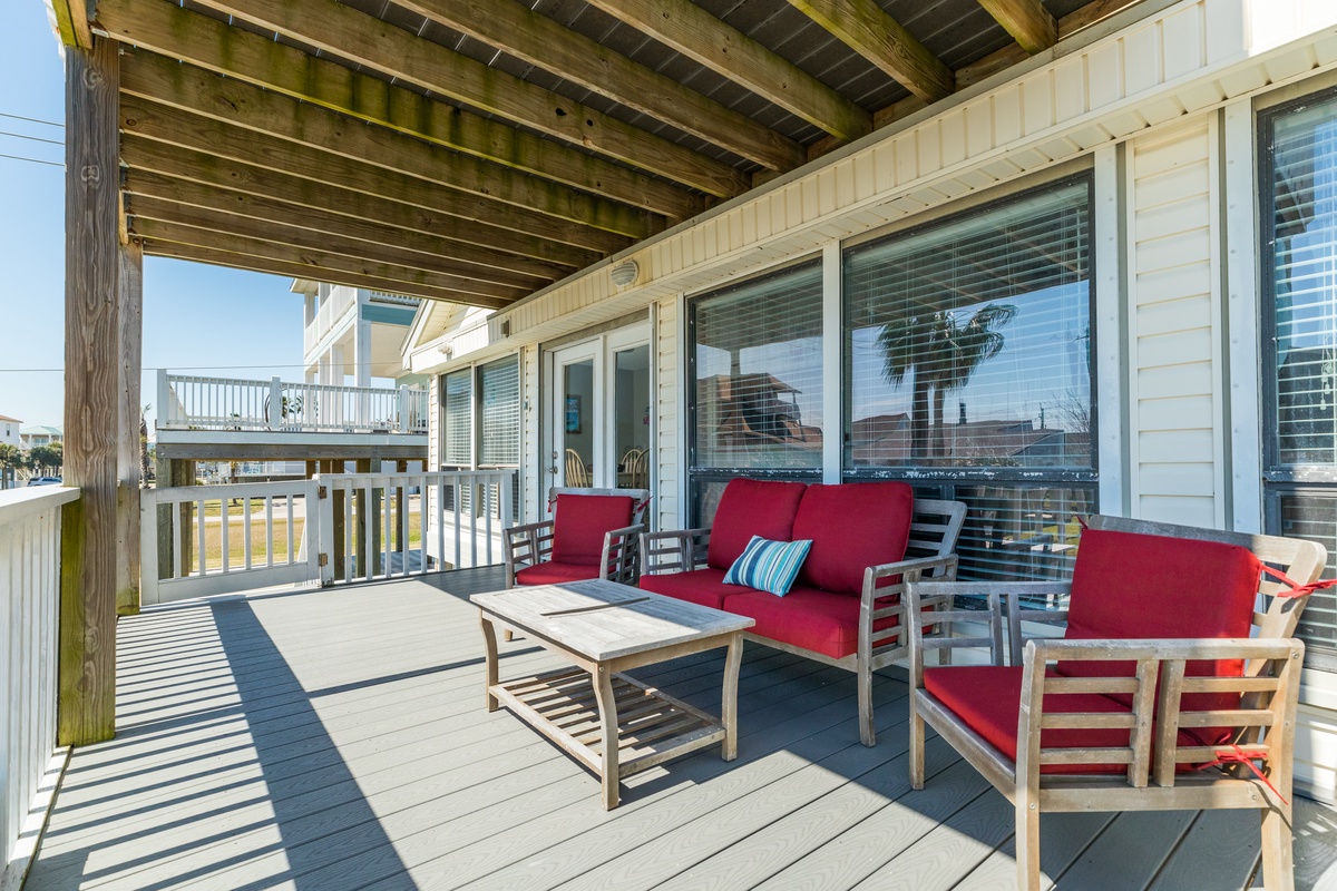 Relax on the comfortable deck furniture