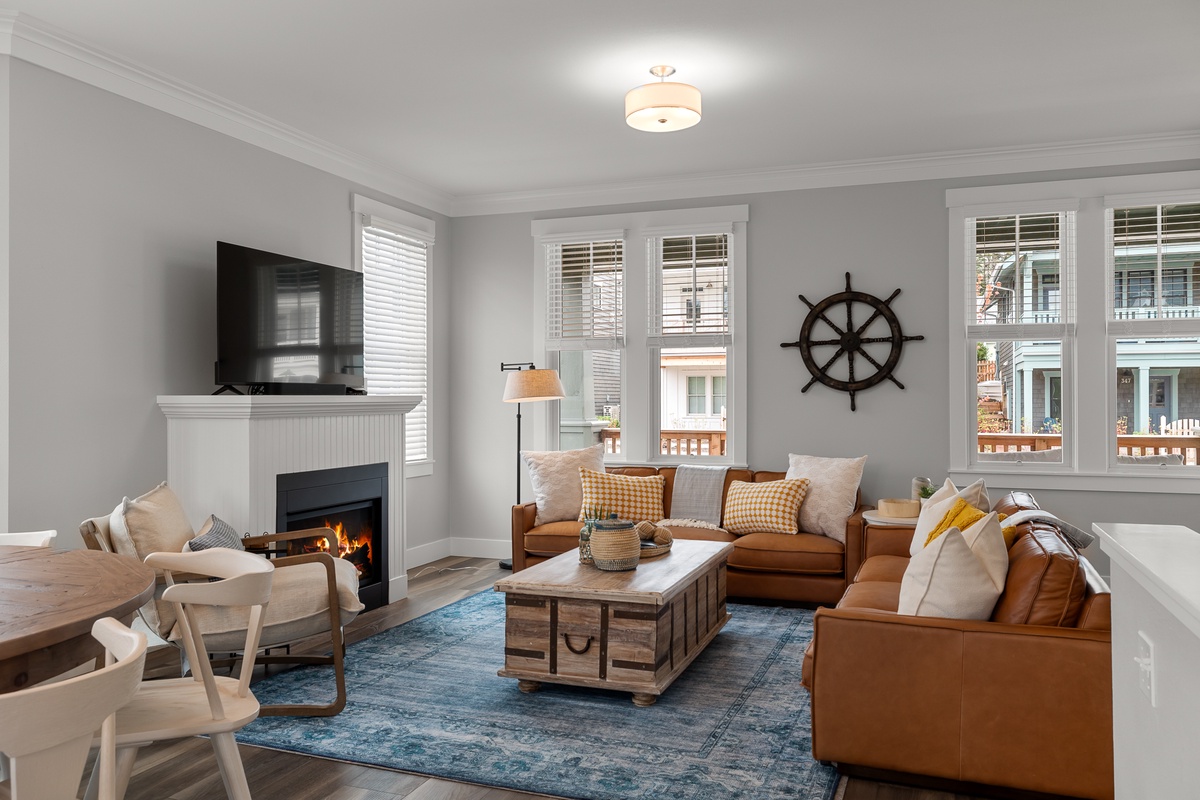 Curl up for a movie night in front of the gas fireplace