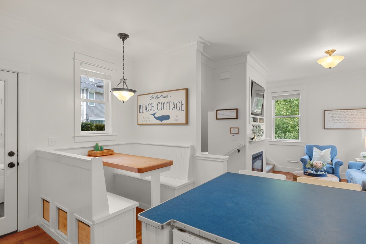 Dining table with built-in bench seating