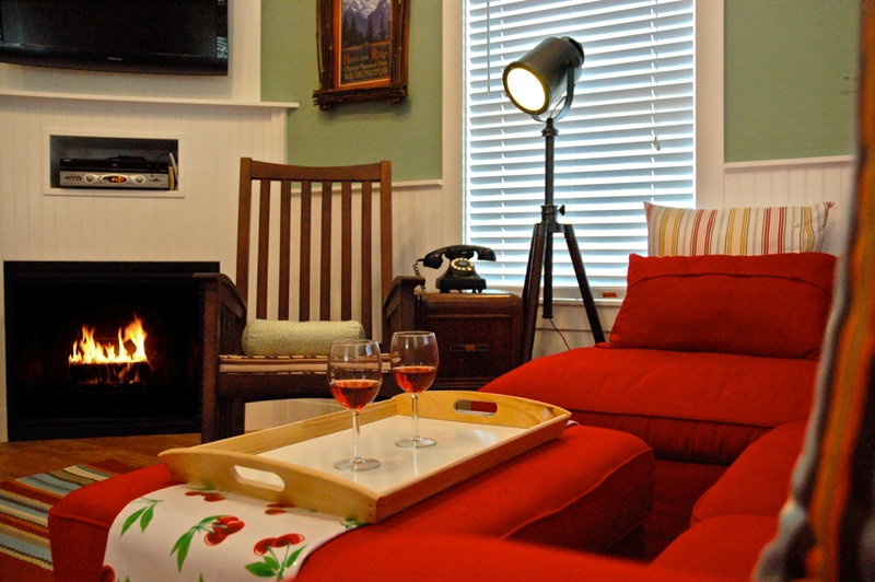 Enjoy the warmth of the fireplace