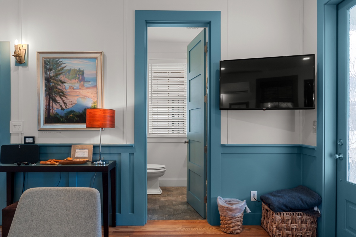 bathroom with shower on main level