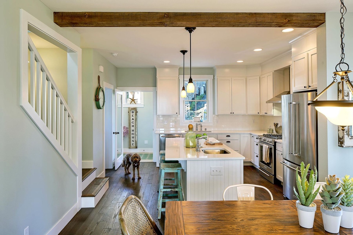 Dining room, kitchen, and mud room