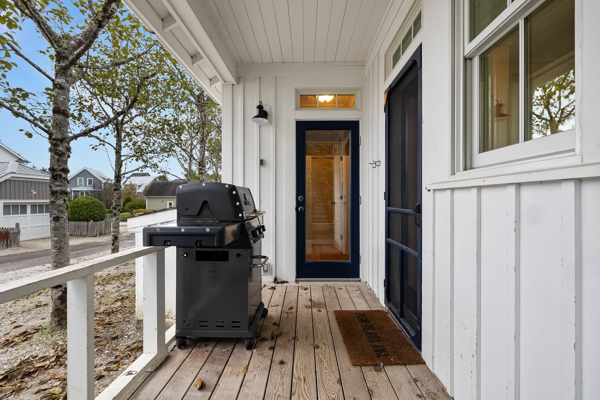 Gas grill on the back porch