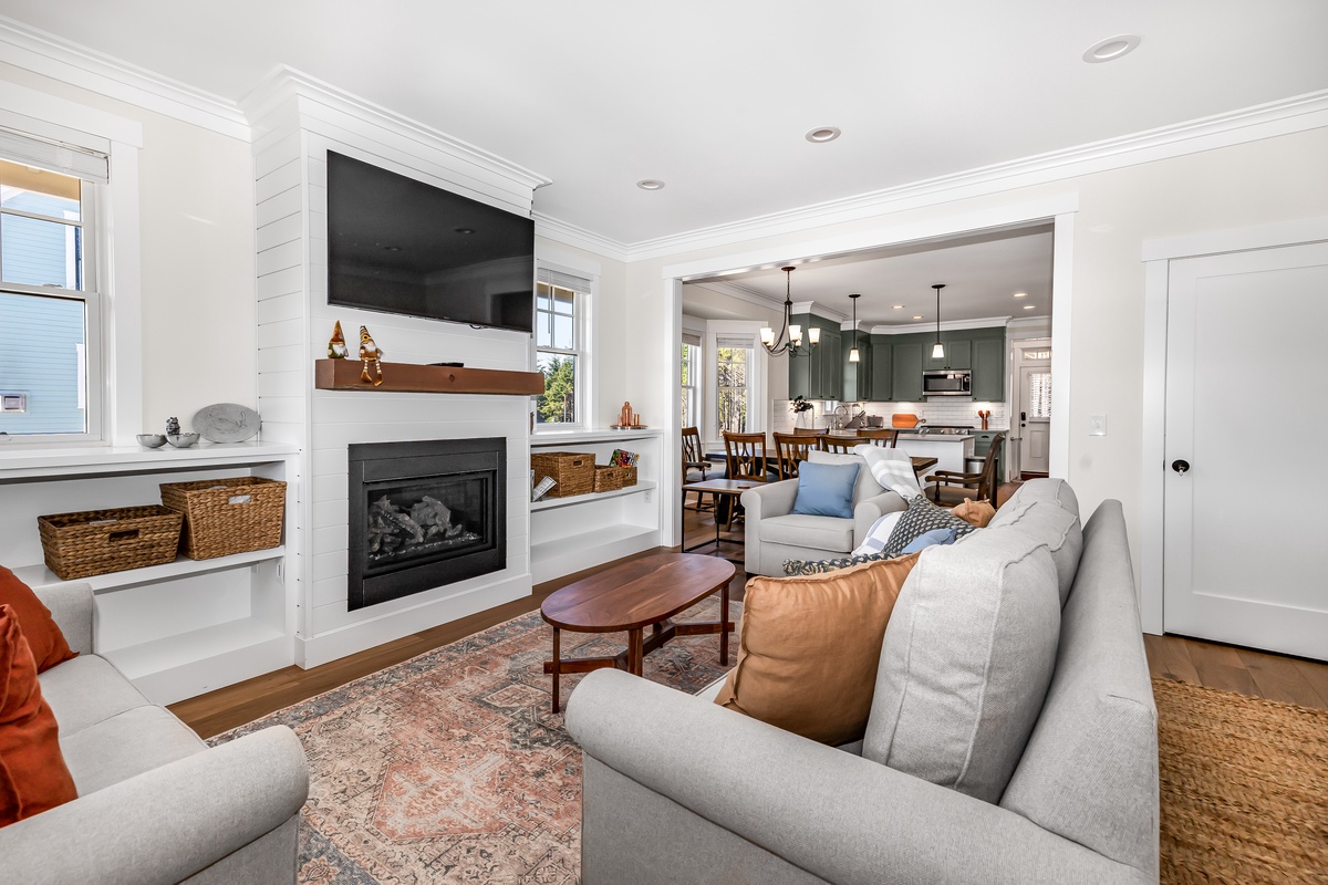 living room with fireplace