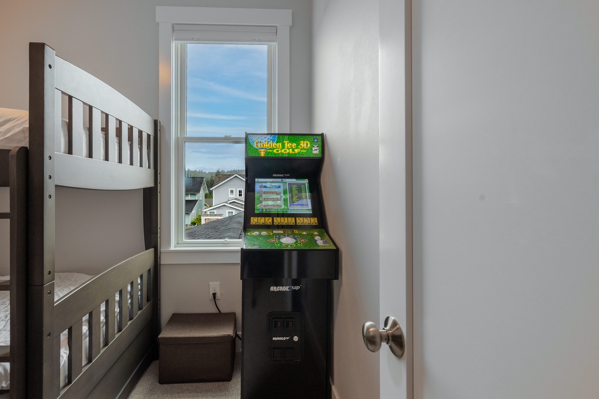 Arcade game in bunk room