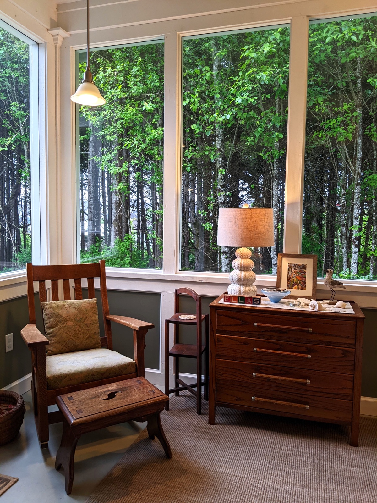 Sun porch with view of the woods