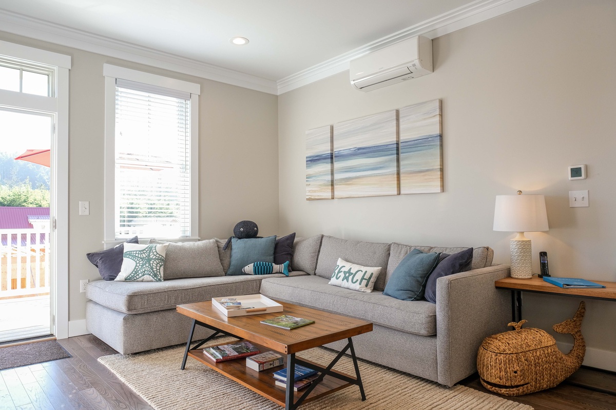 The living room has a Smart TV for streaming your favorite shows