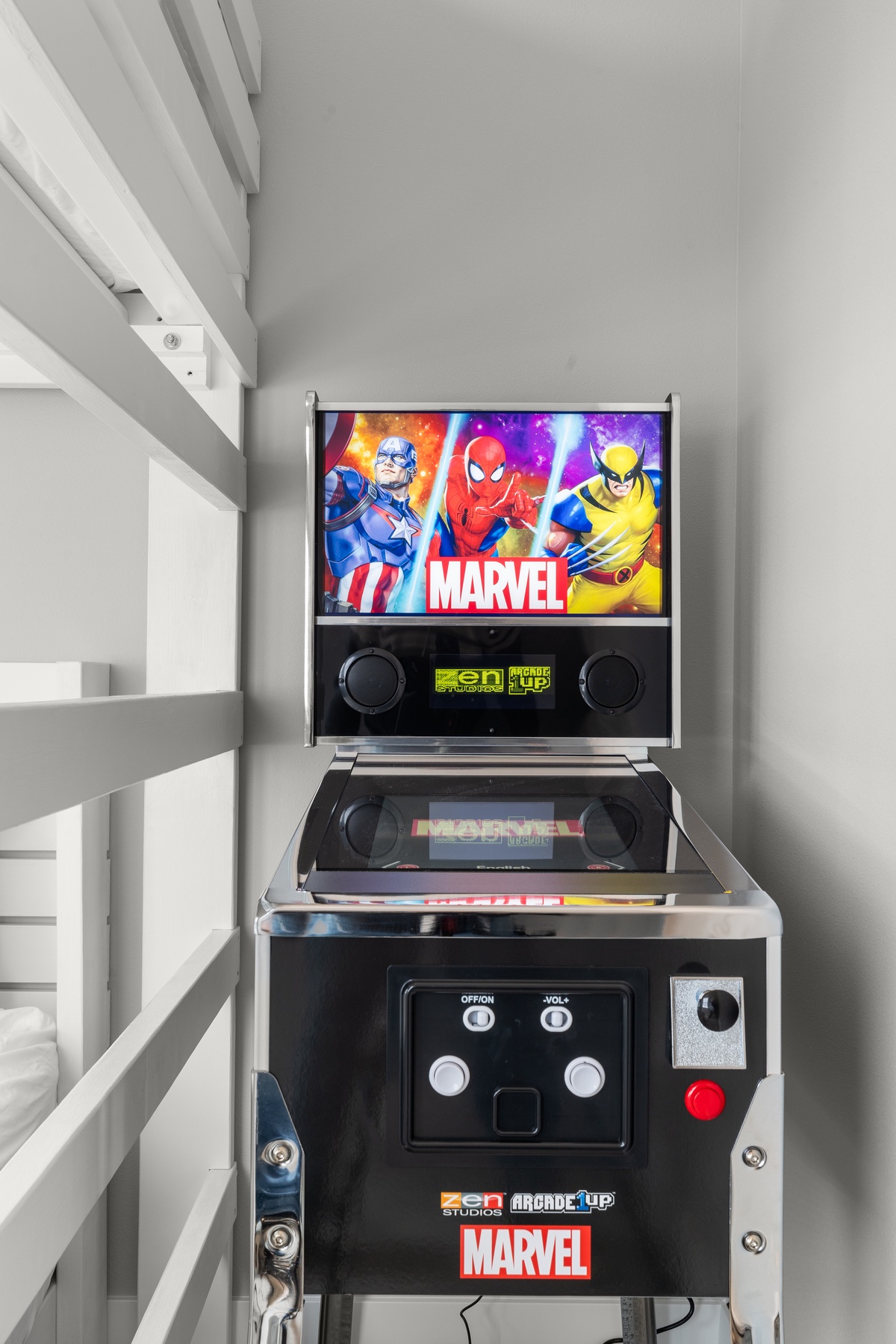 Family game night with the arcade machine in the bunk room