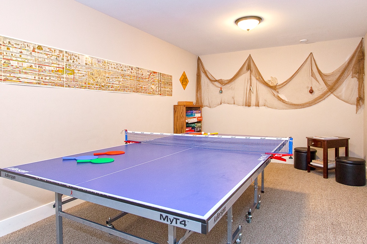 Ping pong game room in lower level
