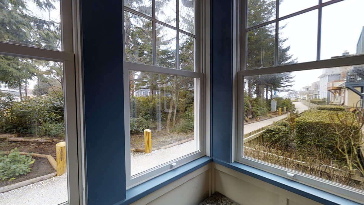 Enjoy partial views from the enclosed porch