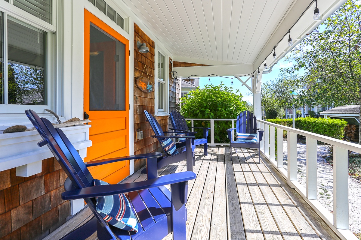 Outdoor seating under the covered front porch