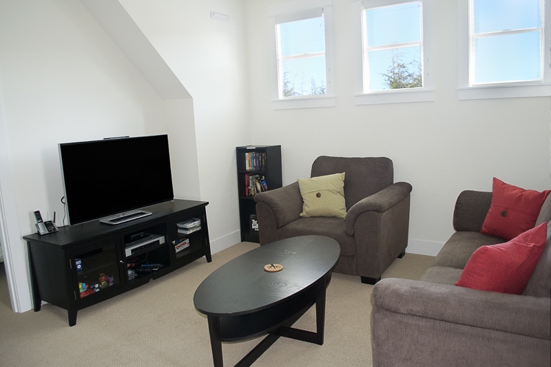 Media room with large flat screen TV