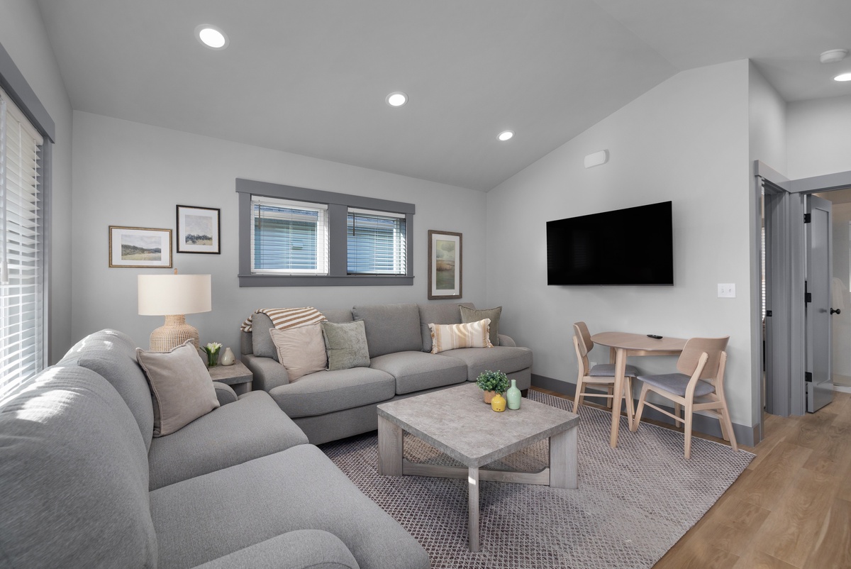 Living room and dining area