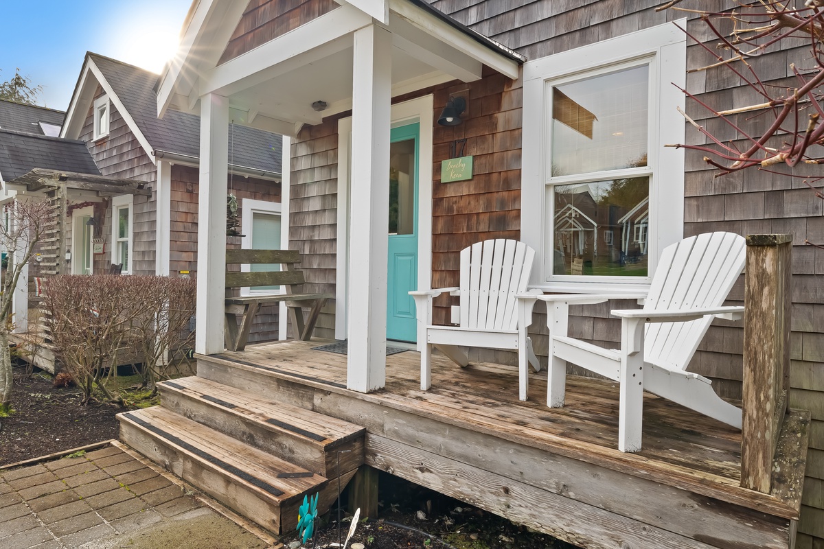 Soak in the peaceful forest on the front porch