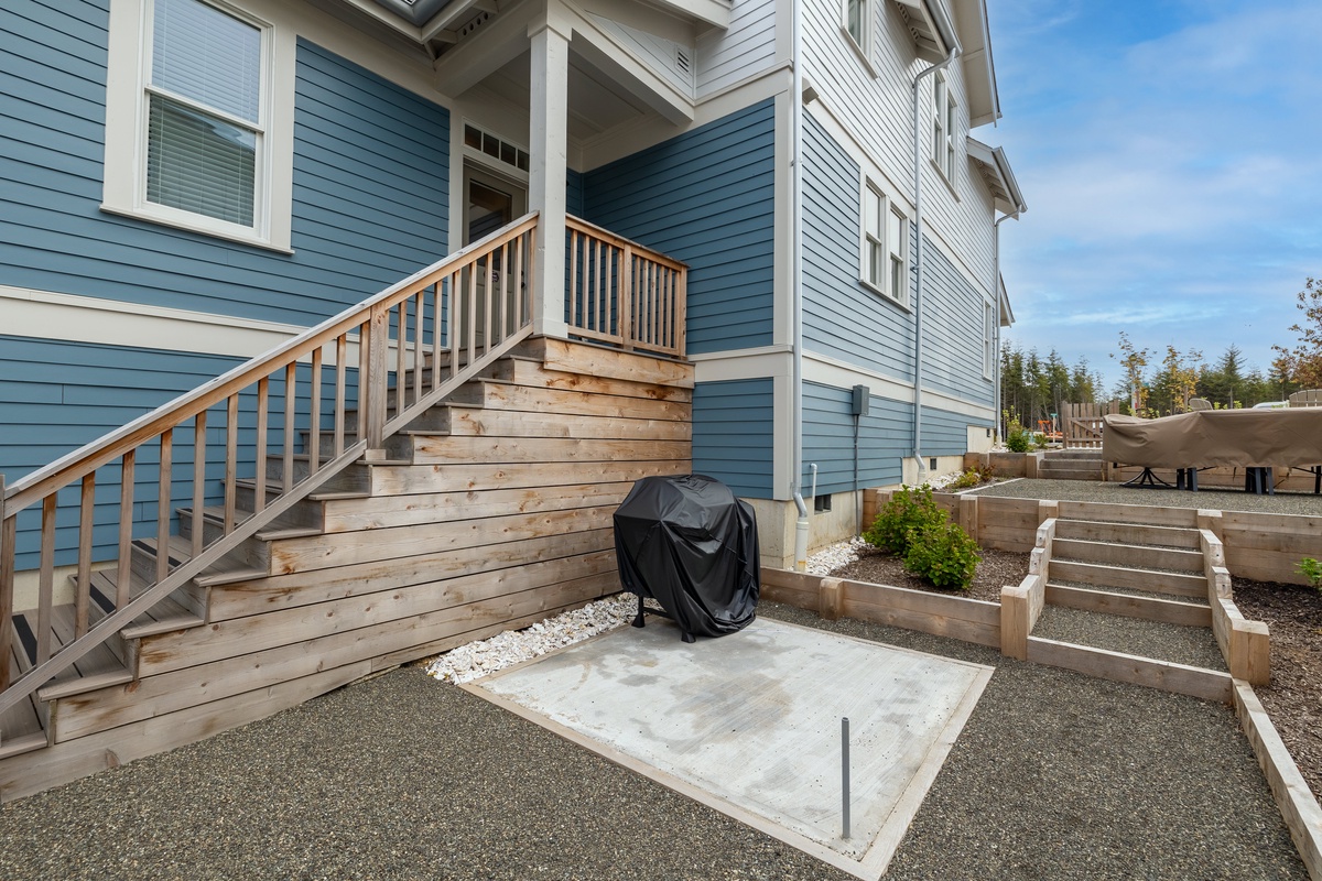 Backyard with gas grill