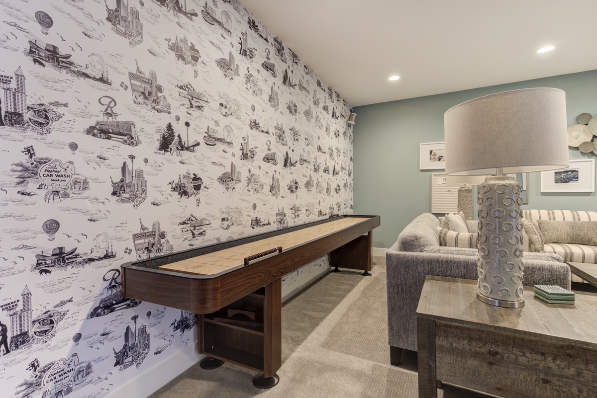 Family room with shuffleboard