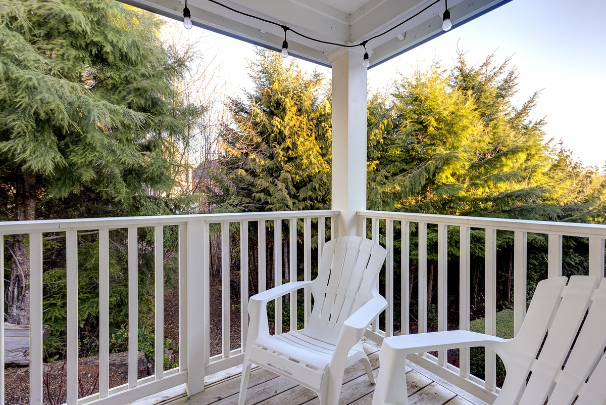 Take in the fresh air on the balcony off the living room